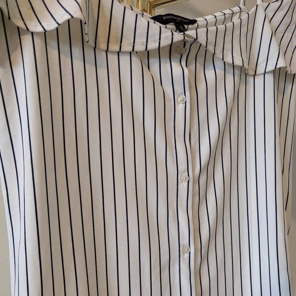 Black and White Striped Banana Republic Blouse - Picture 7 of 9
